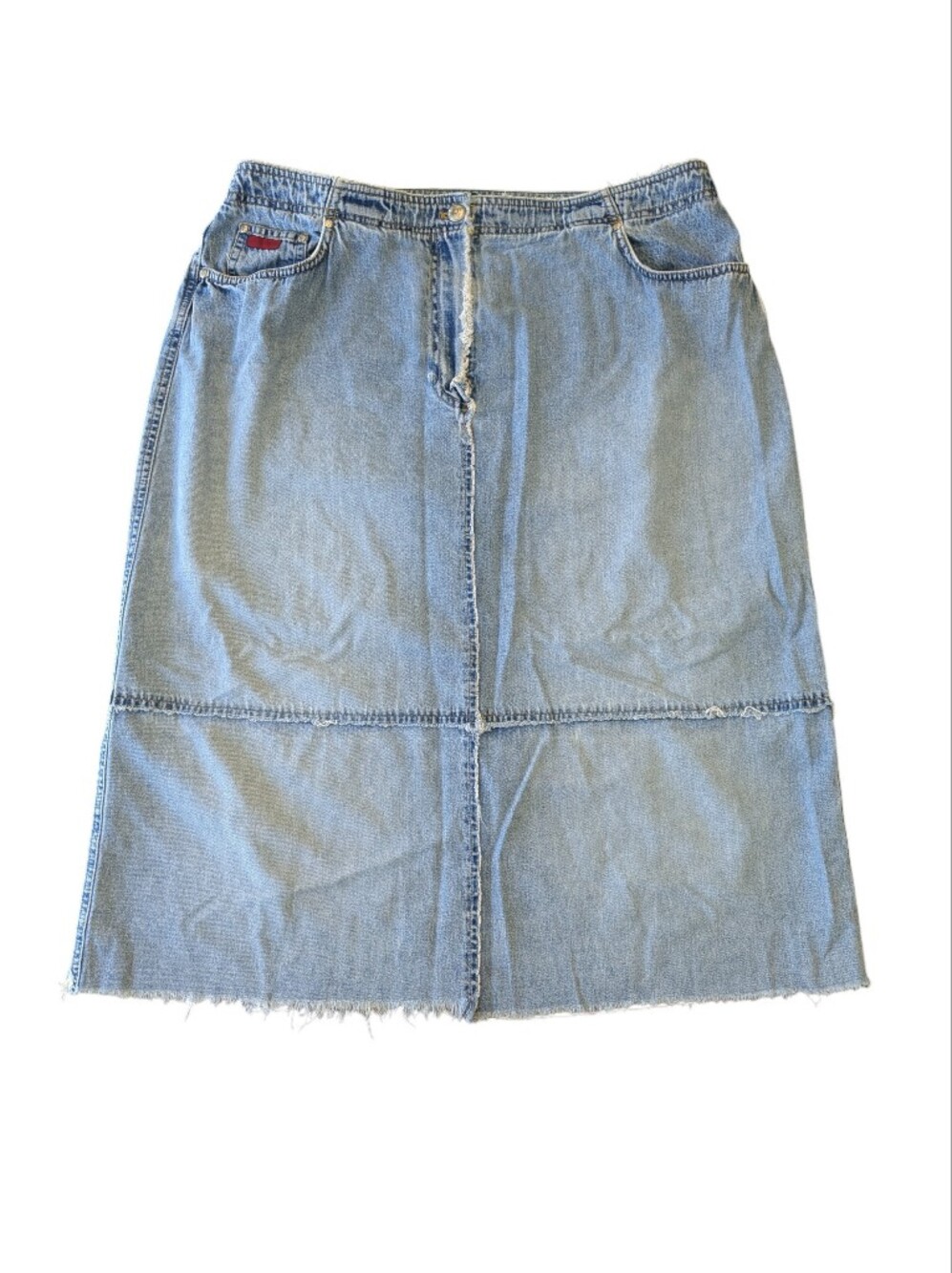 Ralph Lauren Classic Light Wash Distressed Denim Skirt